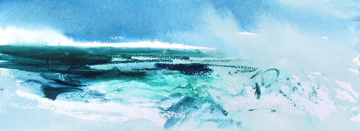 Through the Breakers, mixed media on paper, 14×40cm, framed and glazed, £590 