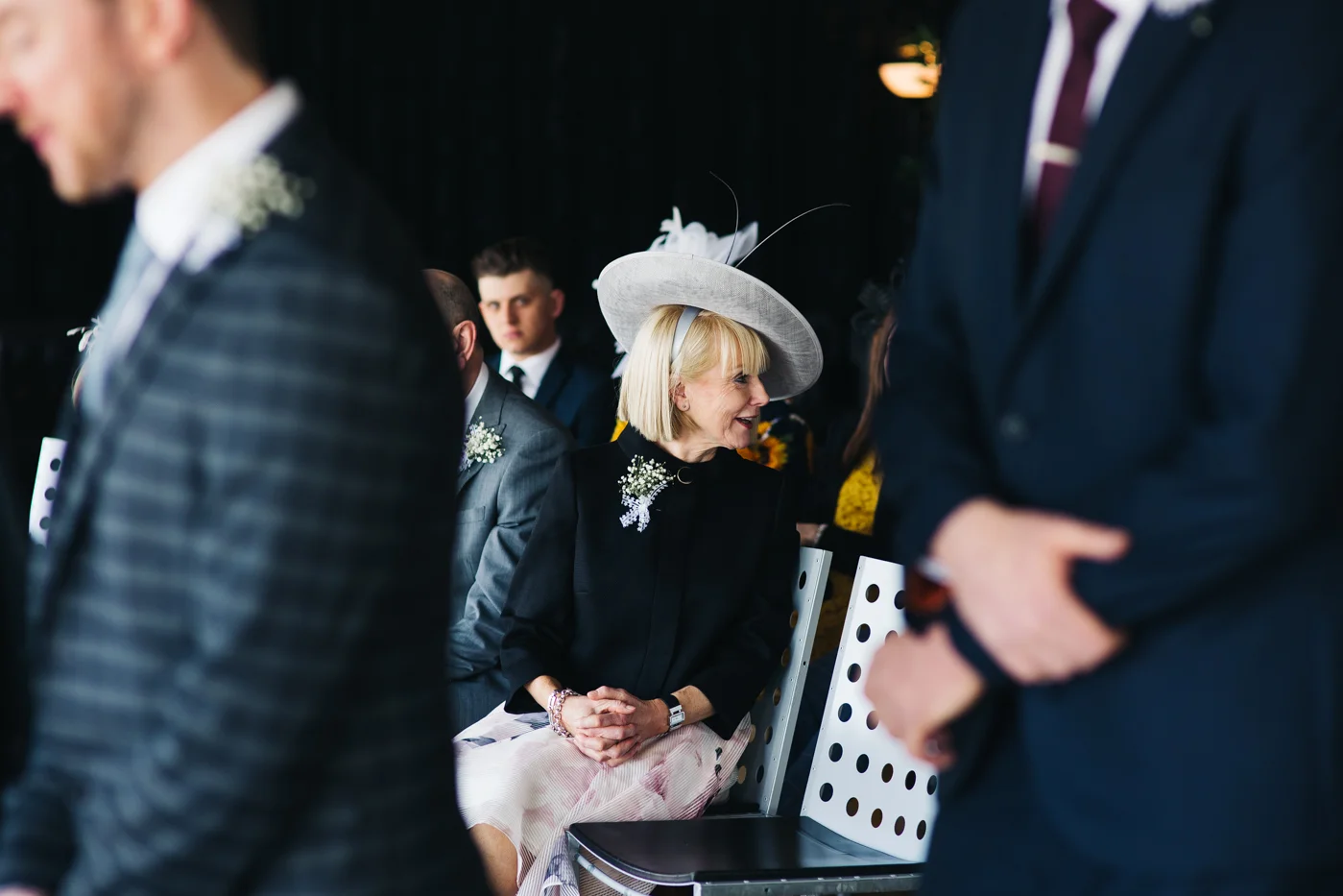 the groom's mum looks back at the aisle during the ceremony. wedding at the baltic newcastle gateshead north east photographer