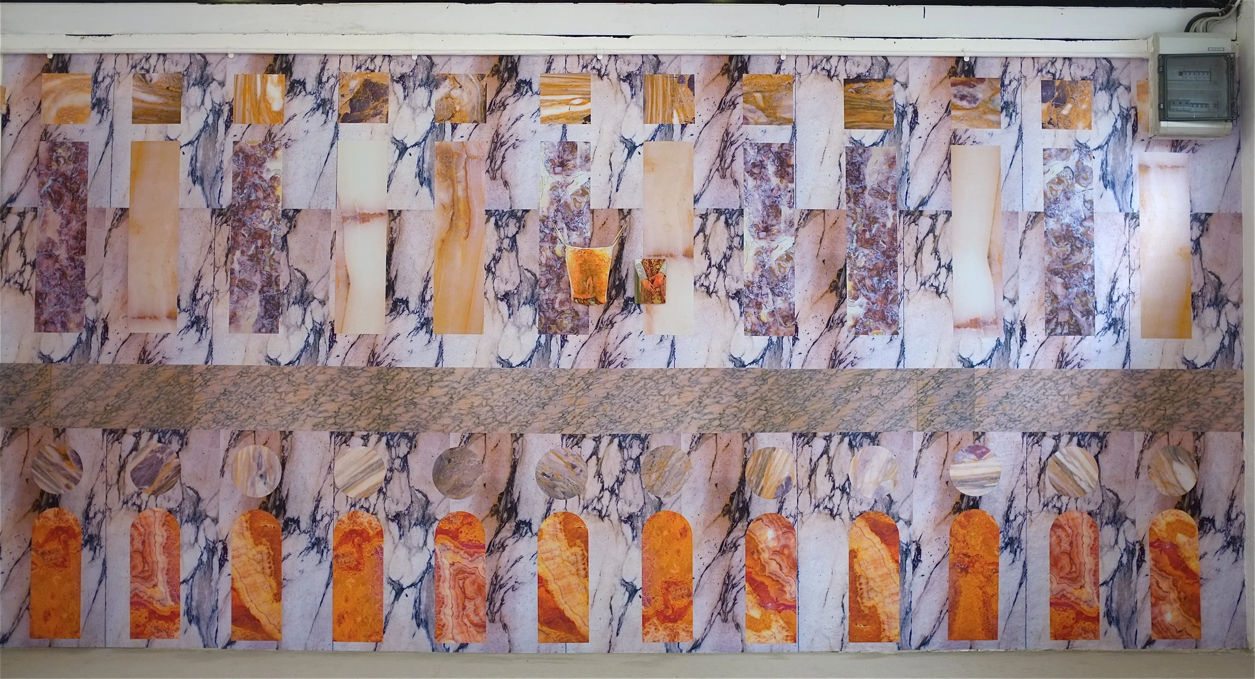 Install (Collaged photo quality blue backed posters)