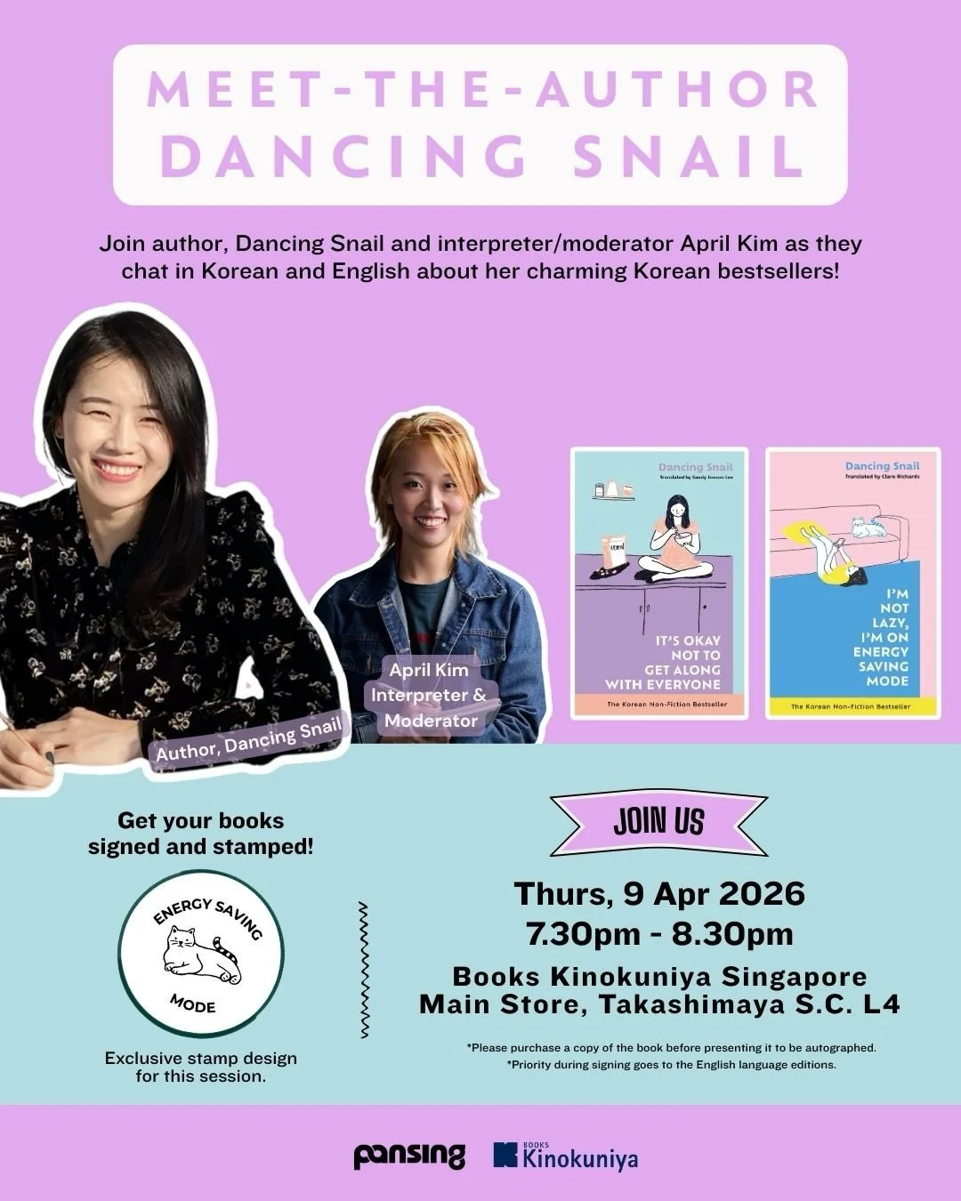 BOOK TALK: With Dancing Snail (Definitely Books &amp; KINOKUNIYA SG)