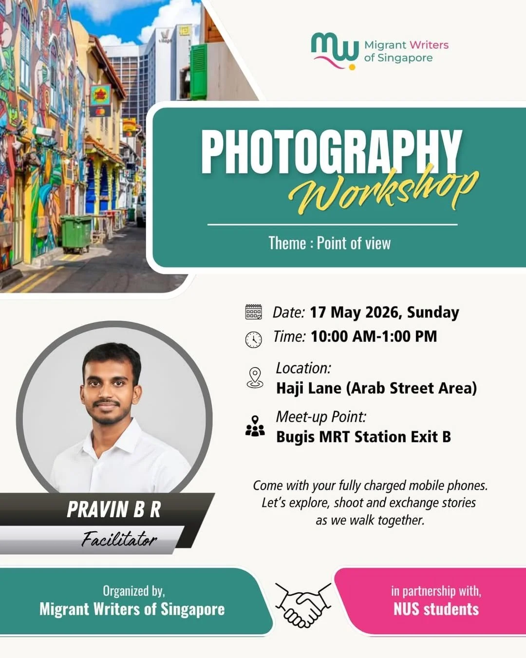 PHOTOGRAPHY WORKSHOP: Theme - Point of View (Migrant Writers of Singapore)