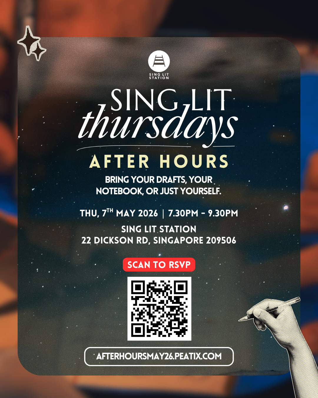 SING LIT THURSDAYS: "After Hours: a monthly writing night", May 2026 (Sing Lit Station)