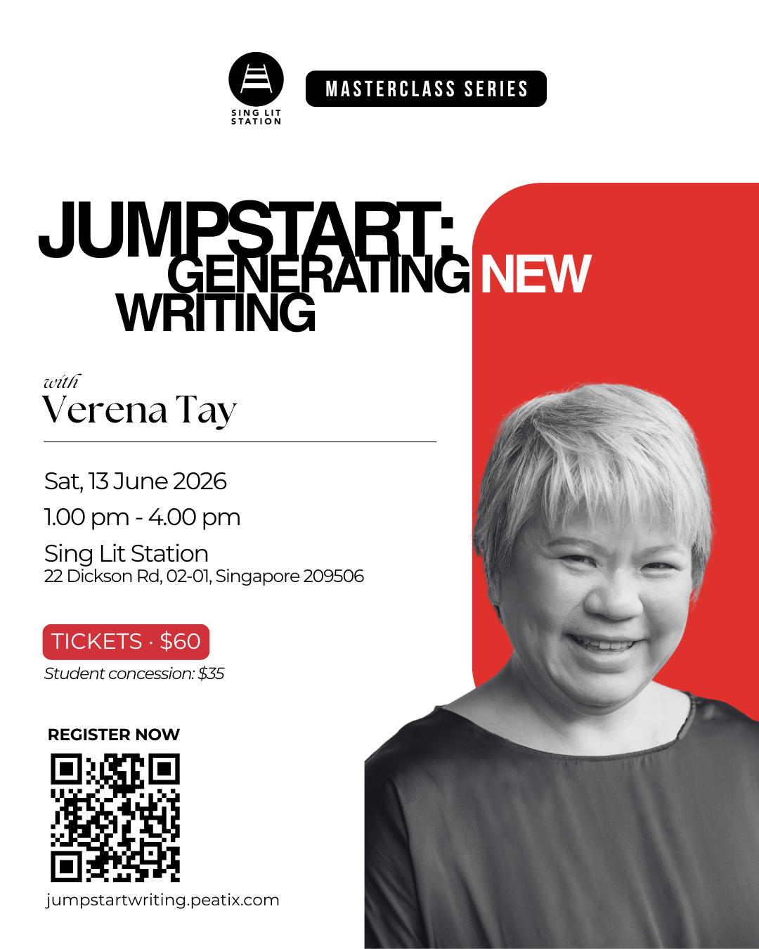 SLS MASTERCLASS SERIES: "Jumpstart: Generating New Writing" by Verena Tay (Sing Lit Station)