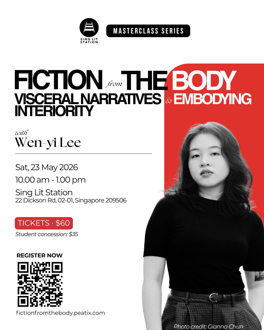SLS MASTERCLASS SERIES: "Fiction form the Body" by Wen-yi Lee (Sing Lit Station)
