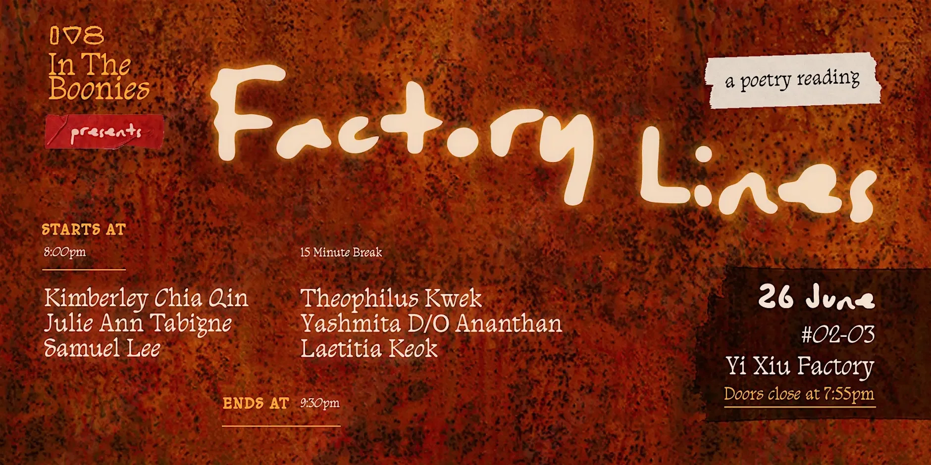 POETRY READING: "Factory Lines" (In The Boonies)