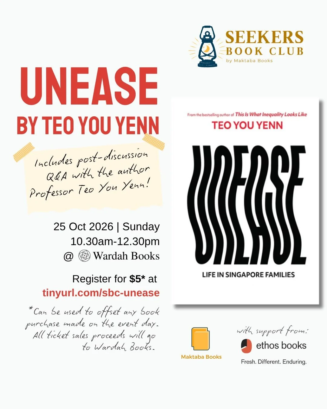 BOOK CLUB SESSION: "Unease" by Teo You Yenn (Seekers Book Club by Maktaba Books)