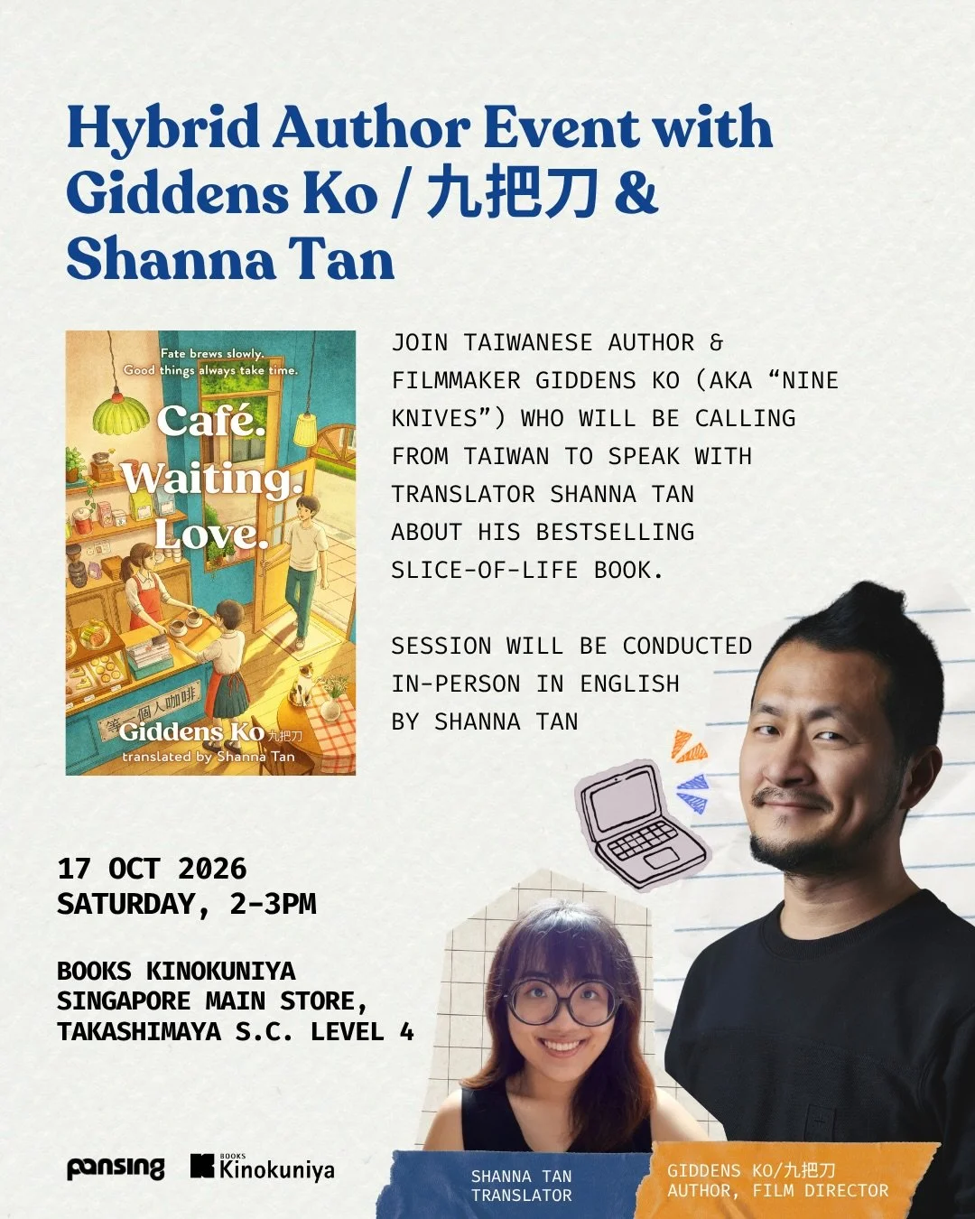 HYBRID AUTHOR SESSION: "Café Waiting Love" by Giddens Ko (Definitely Books)