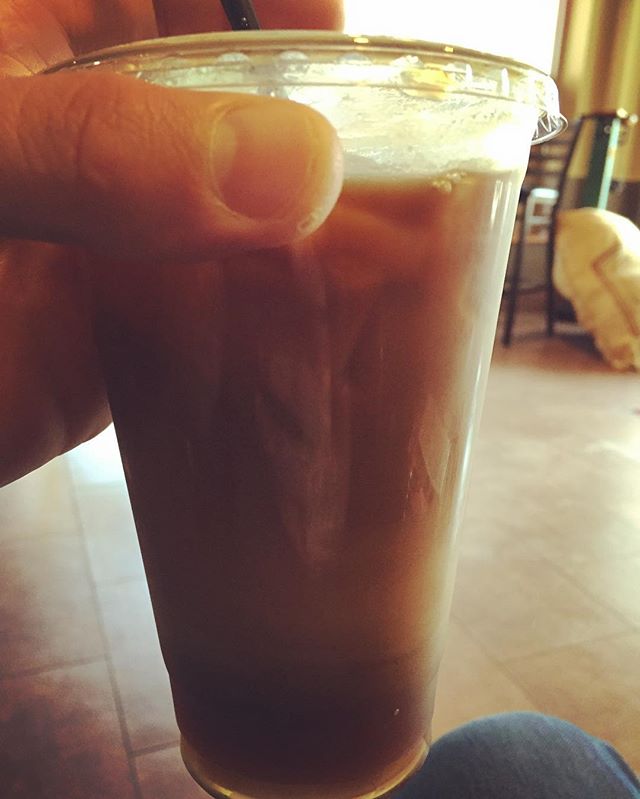 iced dirty chai (with soy milk).