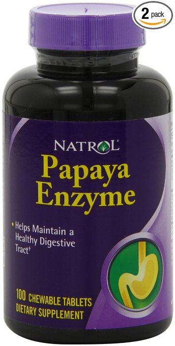 Natrol Papaya Enzyme Chewable Tablets 100 Count Pack of 2