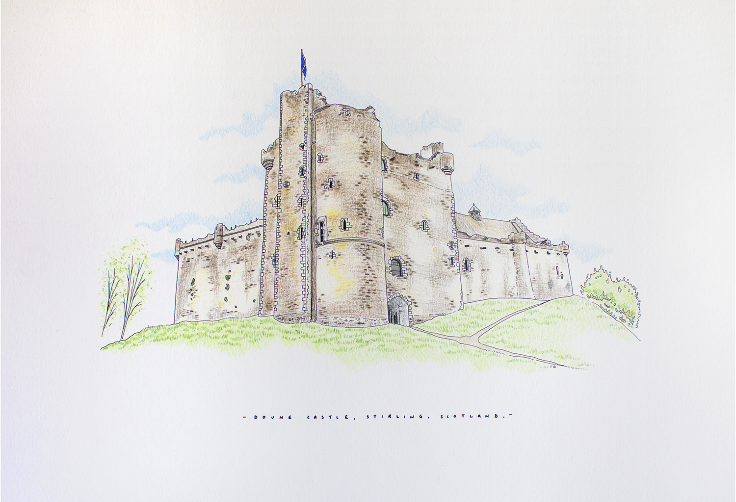 DOUNE CASTLE - INK AND PENCIL