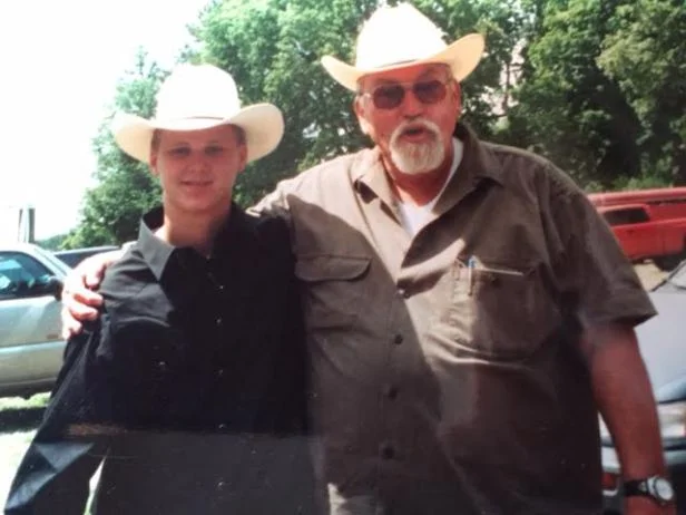 Me at about 14 and that’s Grandpa pushing 3 bills, just before he lost 90 lbs and went skydiving. I was a county fair cowboy phenom.