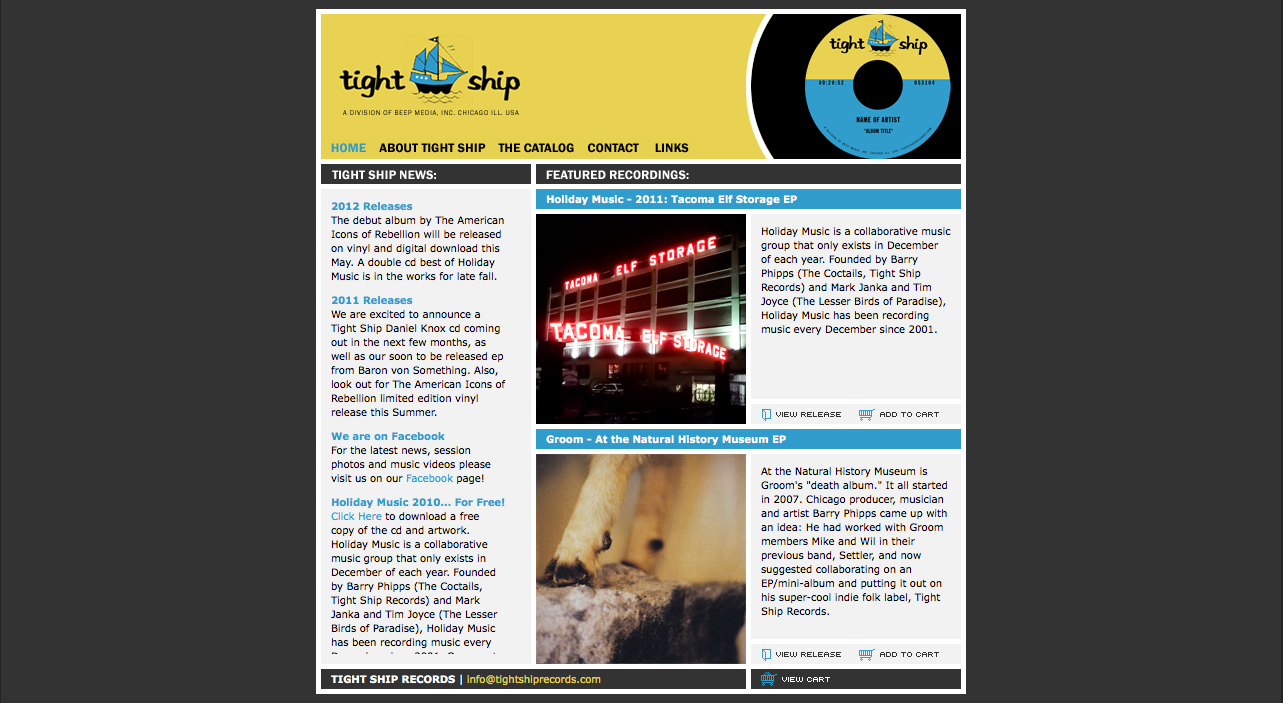  Tight Ship website 2004-2012, designed by Tom Stanley 