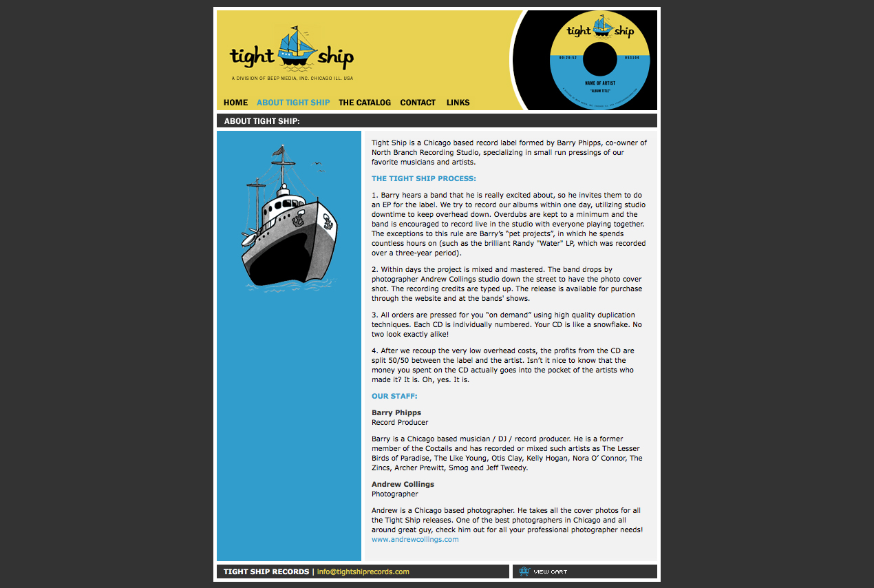  Tight Ship website 2004-2012, designed by Tom Stanley 