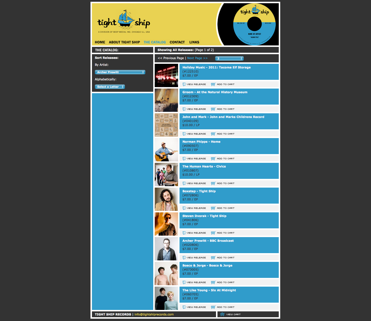  Tight Ship website 2004-2012, designed by Tom Stanley 