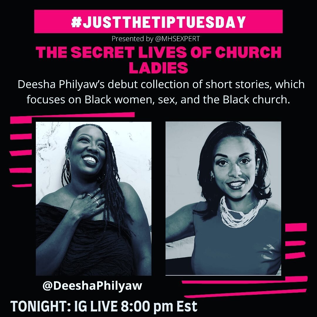 It&rsquo;s #JustTheTipTuesday and we're taking ya'll to church! #YesLord 🙏🏾. Tonight at 8 PM est  5 PM pst on #IGLive ✨ We're chatting with author @deeshaphilyaw about #Sexuality #BlackWomen the #BlackChurch and her debut book entitled THE SECRET L