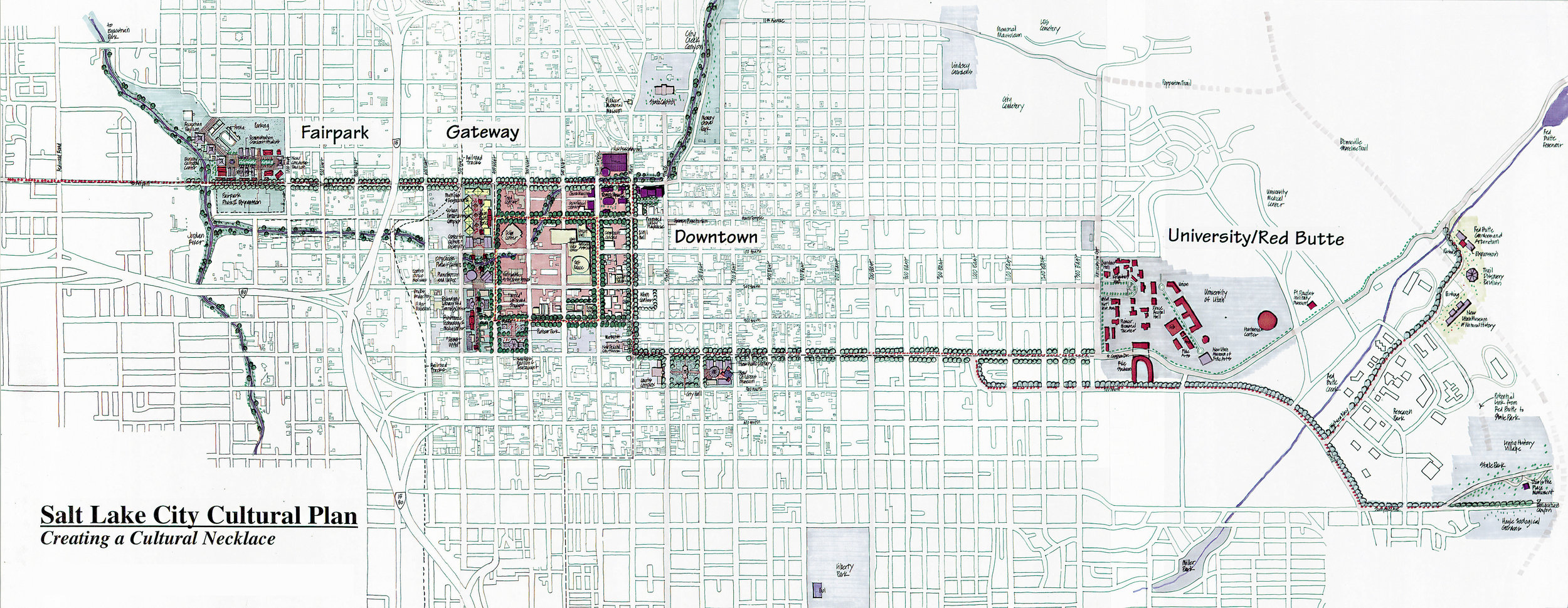 Salt Lake City Cultural Plan Salt Lake City, Utah In 1997 our firm completed a plan for the expansion of arts institutions with commensurate transportation improvements for Salt Lake City. The plan proposes creation of four cultural campuses, l