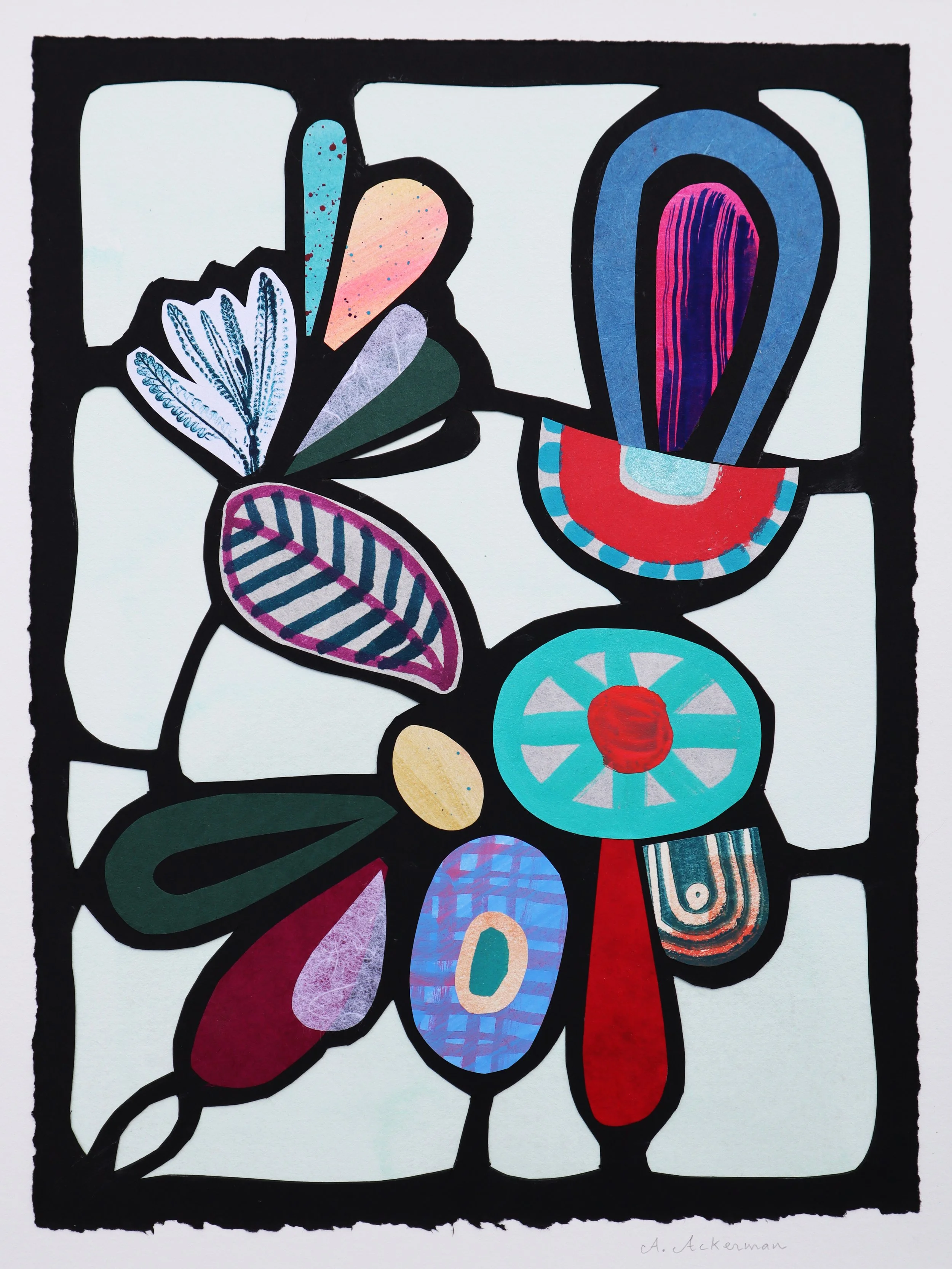  watercolor and cut paper collage.  17 × 13 inches 