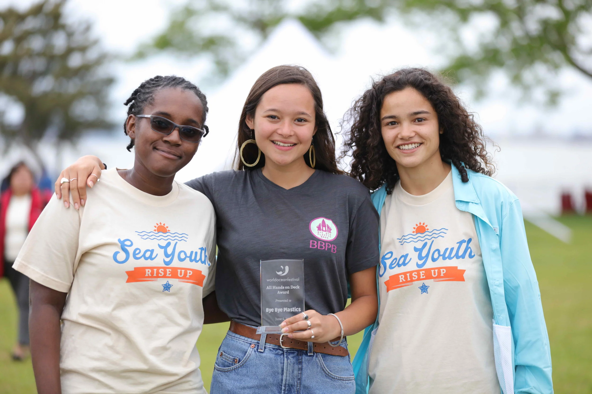 Sea Youth Rise Up International Delegates (from left to right) La Tisha Parkinson (Trinidad & Tobago), Melati Wijsen (Indonesia) and Eugenia Barroca (Portugal) Photo Credit: J. Alexander Clark