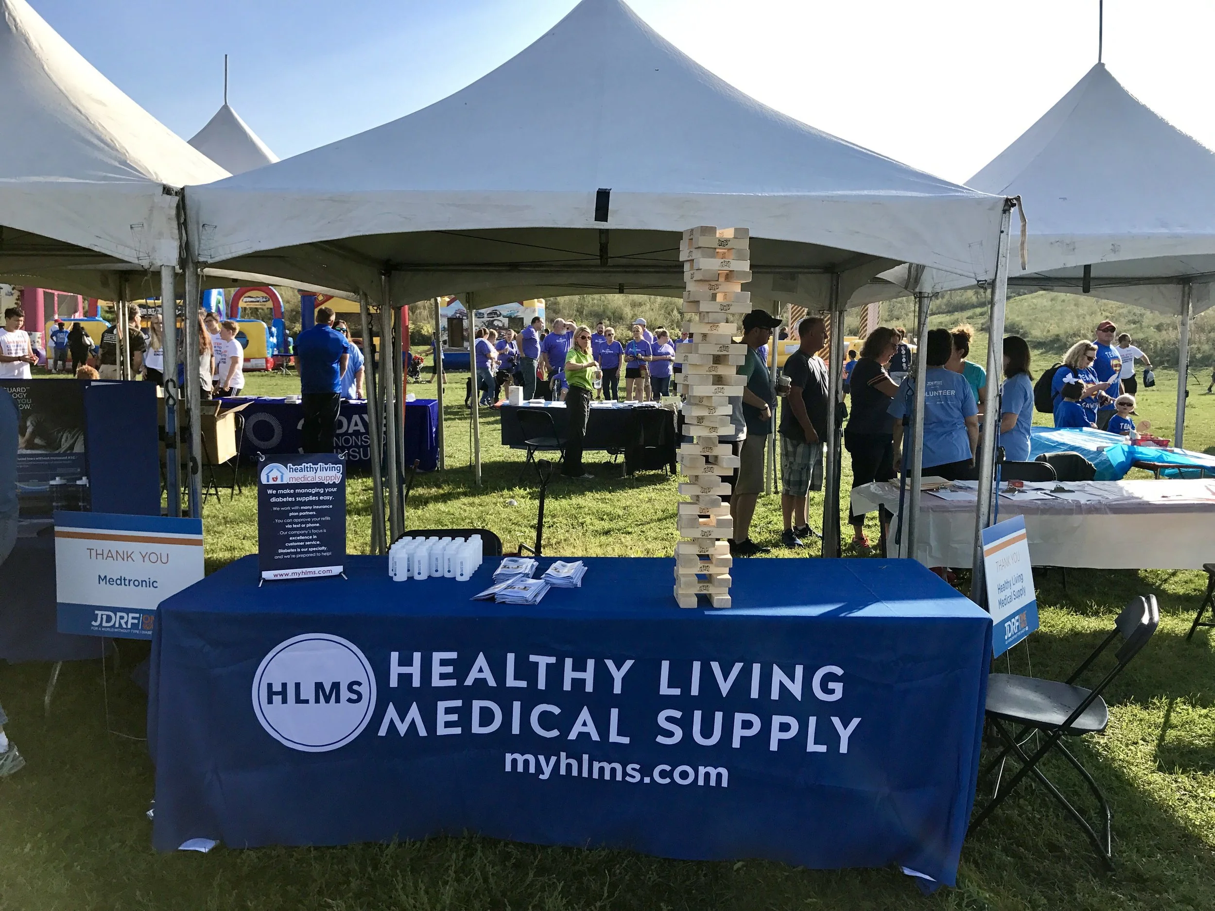 The Healthy Living table at the One Walk...check out the Jenga tower!