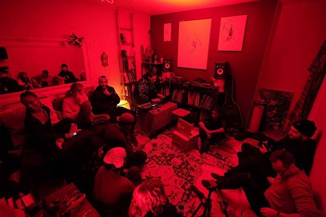 Sunday Ceremony, M.I. Blue, Mirza &amp; Deelo perform in host Kim&rsquo;s red room on Queen West. #everyspaceisastage #houseconcert #arteryTO