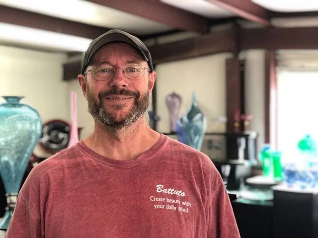 My last artist interview I had: Kenny Pieper is a glass artist originally from Spruce Pine who got his start taking classes at Penland in high school. He combines classical techniques, mostly from Italy, with his own style to create something &ldquo;