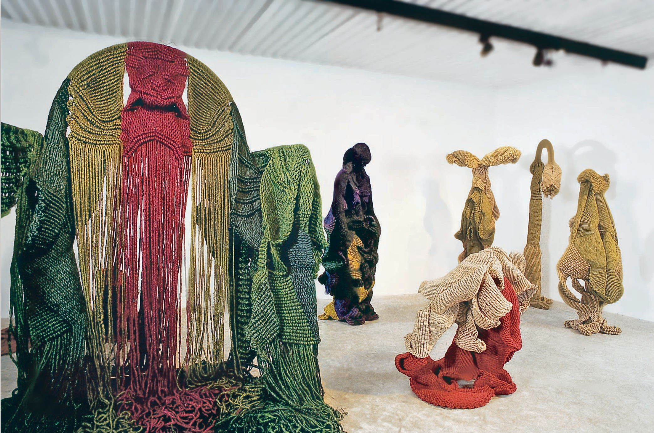 Mrinalini Mukherjee (Indian, 1949–2015). Vriksh Nata ( Arboreal Enactment ), 1991–92. Fiber (hemp), left: 66 1/8 x 35 3/8 x 26 3/4 in. (168 x 90 x 68 cm); center: 87 3/8 x 53 1/8 x 19 5/8 in. (222 x 135 x 50 cm); right: 93 1/4 x 46 x 27 1/8 in. (237 x 117 x 69 cm). Kiran Nadar Museum of Art, New Delhi