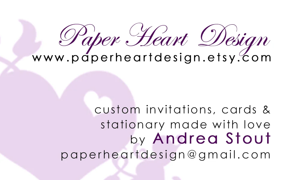 My first business card design. I printed these 12 at a time at home in a variety of colors. I also used my full name, Andrea… so fancy!