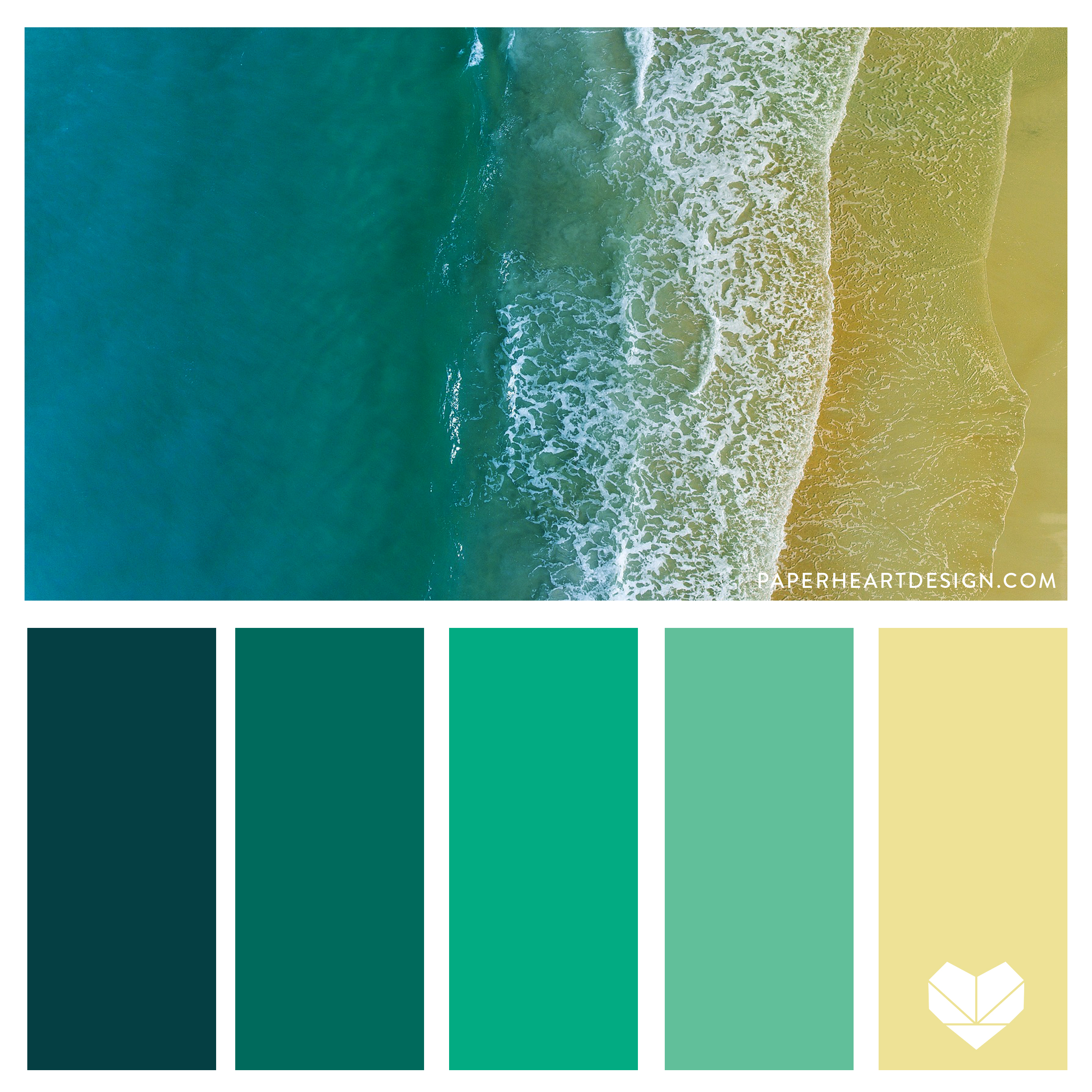 Sand + Surf Jewel tone Color Palette. Teal, Mint, Aqua, Tan. Bold + Elegant.