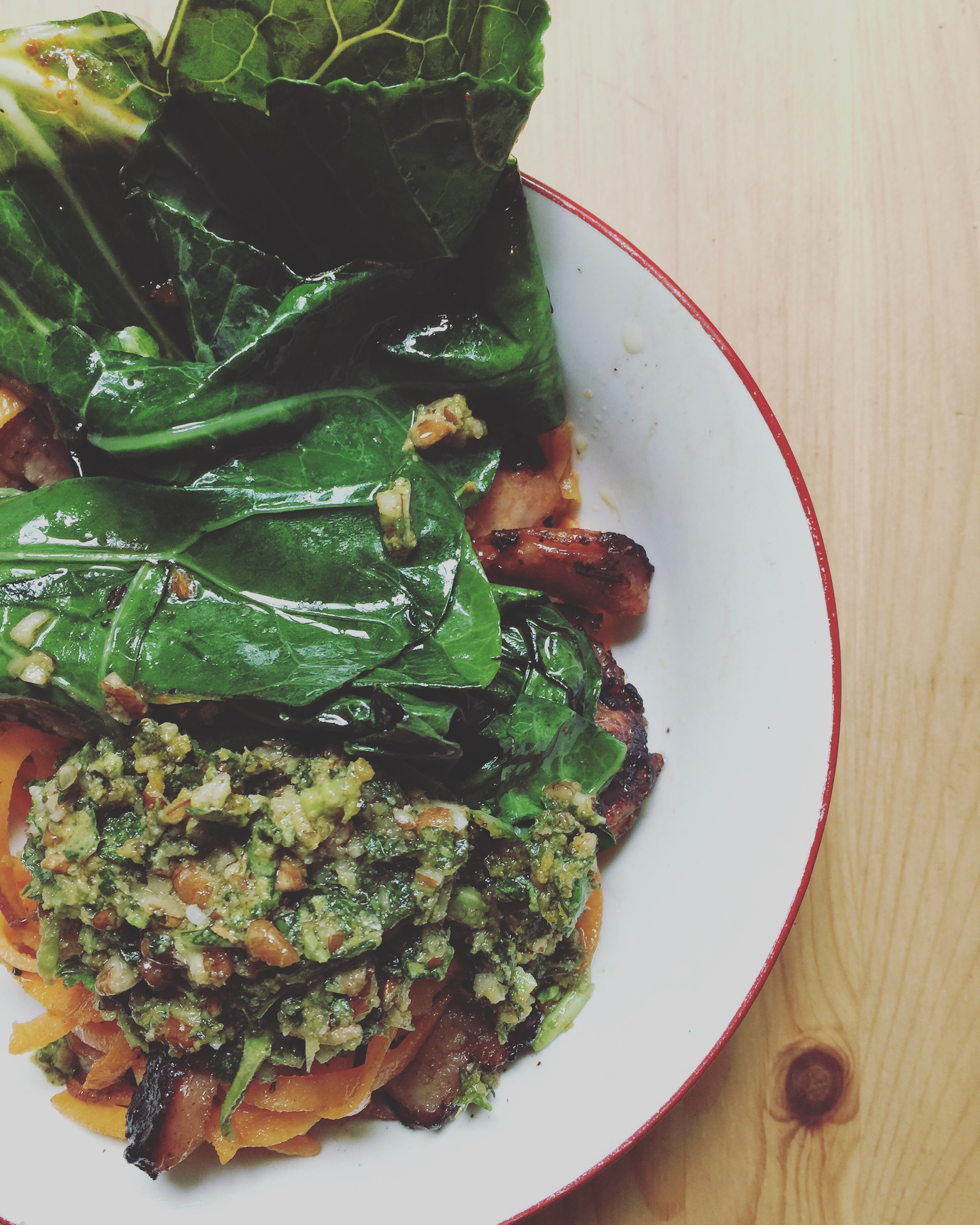 The more complex the flavors, the happier I am. Homemade pesto kept me going. 