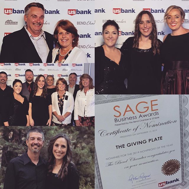 What a fun night last night was at the SAGE Awards! And, what an honor it was to have The Giving Plate be one of the nominated non-profits in attendance. We are so thankful we could be a part of it all. Congrats to NW Home Loans, Pine Mountain Sports, Healthy Beginnings and Redmond Proficiency Academy on their awards. They are all wonderful organizations with fantastic people and their recognition is well deserved. Central Oregon is a great place to live! #sageawards2019 #bendoregon #centraloregon #nominated #nonprofit #thegivingplatebend #fighthunger #feedhope