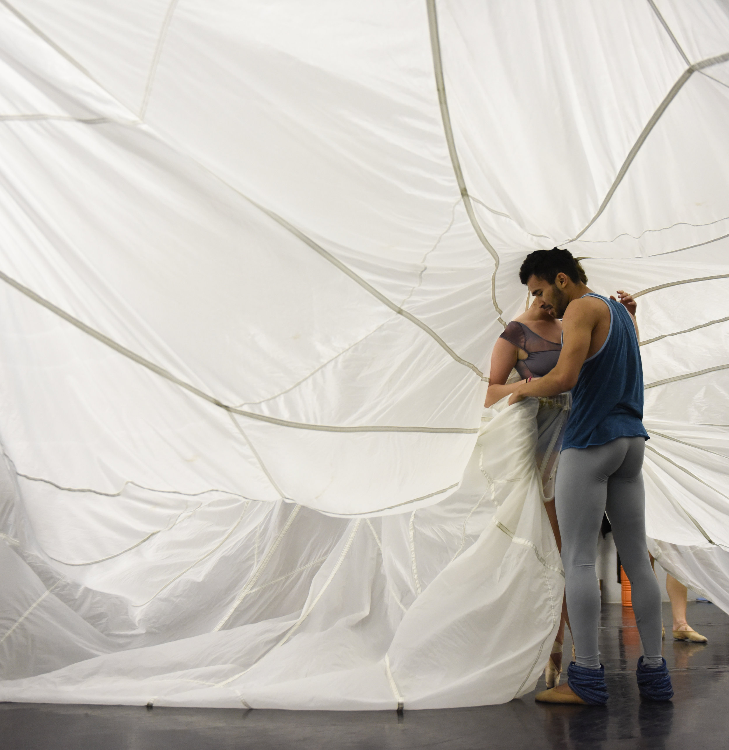 Missouri Contemporary Ballet dancers Nicole Bell, left, and Jose Soares, right, embrace during a pinnacle moment of rehearsal on Thursday, Nov. 2, 2017 in Columbia. The contemporary ballet company was rehearsing for its upcoming original production,