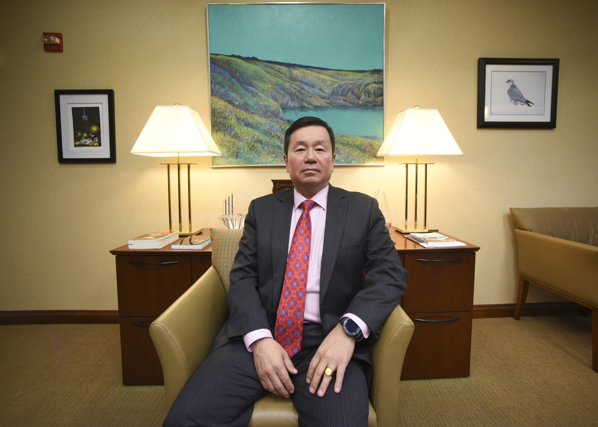 UM System President Mun Choi attends Columbia's Chamber of Commerce's Lunch with a Leader event on Tuesday, November 14, 2017 at Daniel Boone Regional Library. House Budget Chairman Scott Fitzpatrick spoke about the budget outlook for the next fisca