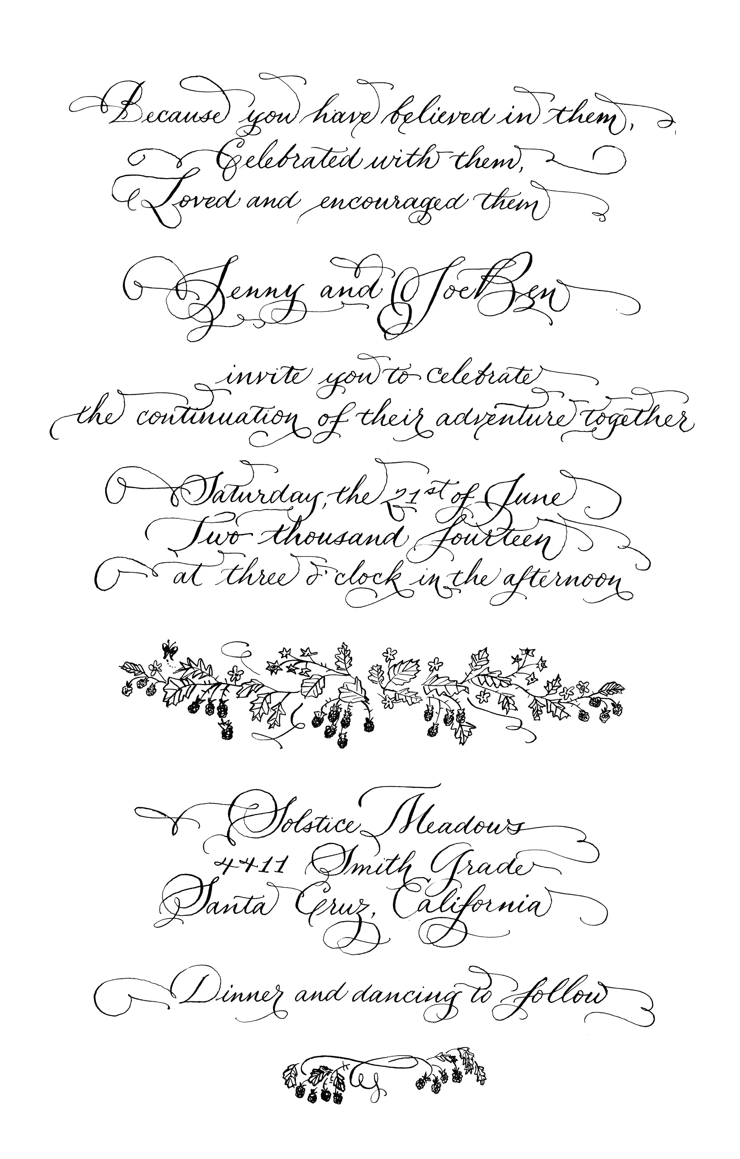 Invitation illustrated with berries