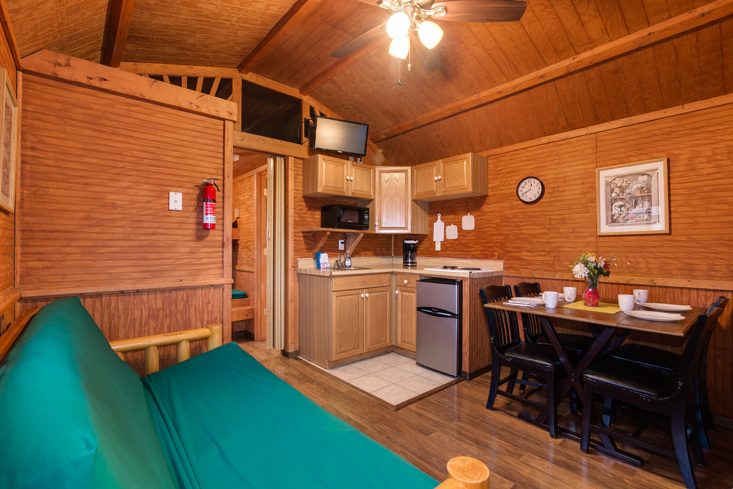 From this angle, you can see the dining table and partial kitchen of DK6.