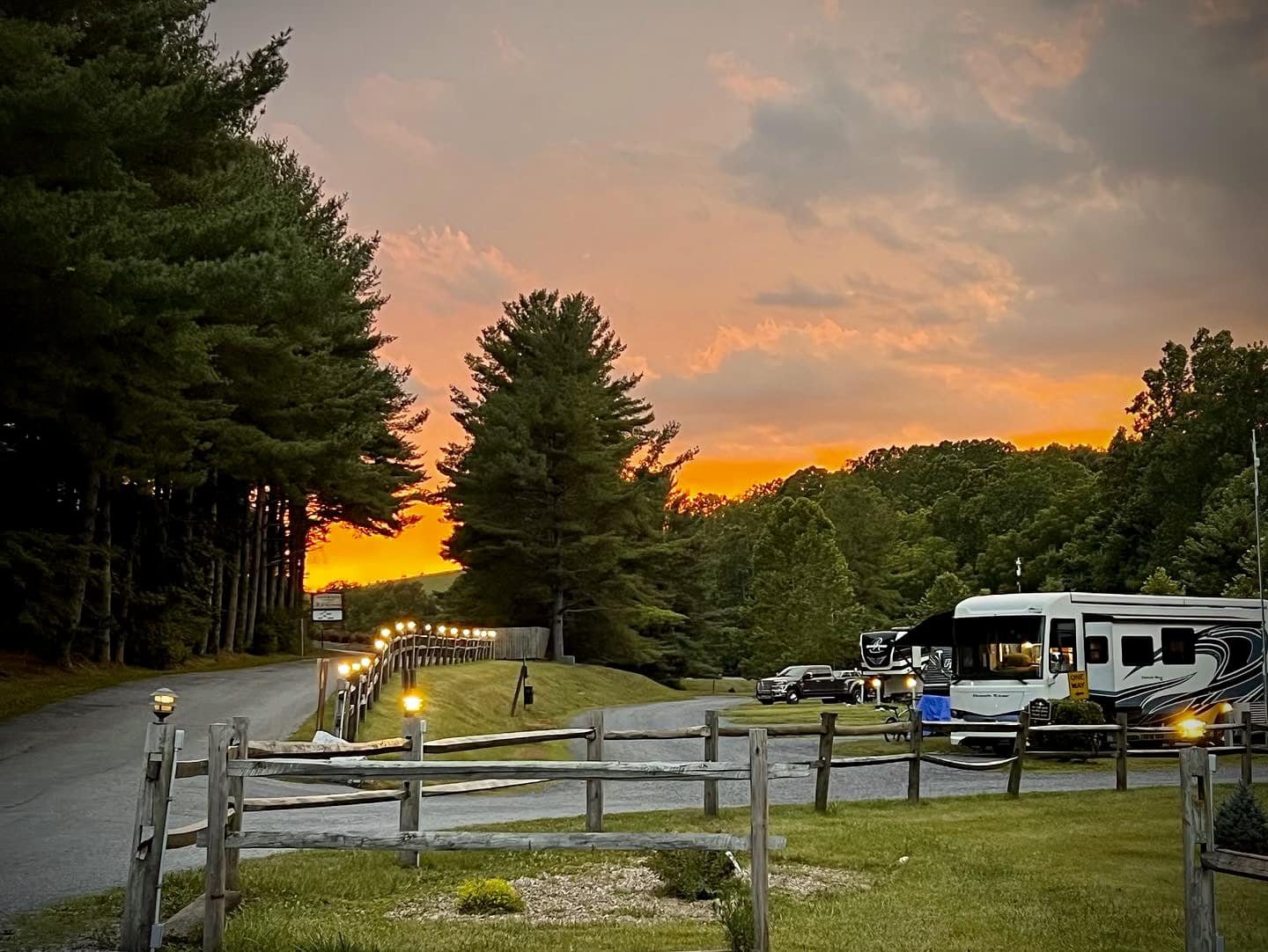 Sunset over the campers