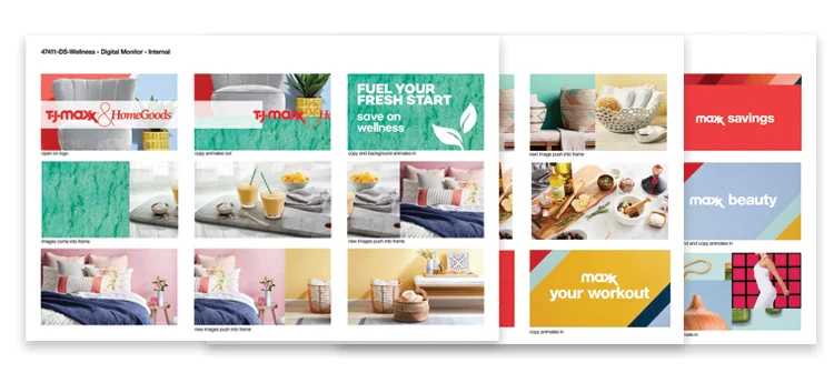 Wellness TJ Maxx &amp; HomeGoods combo digital monitor storyboard