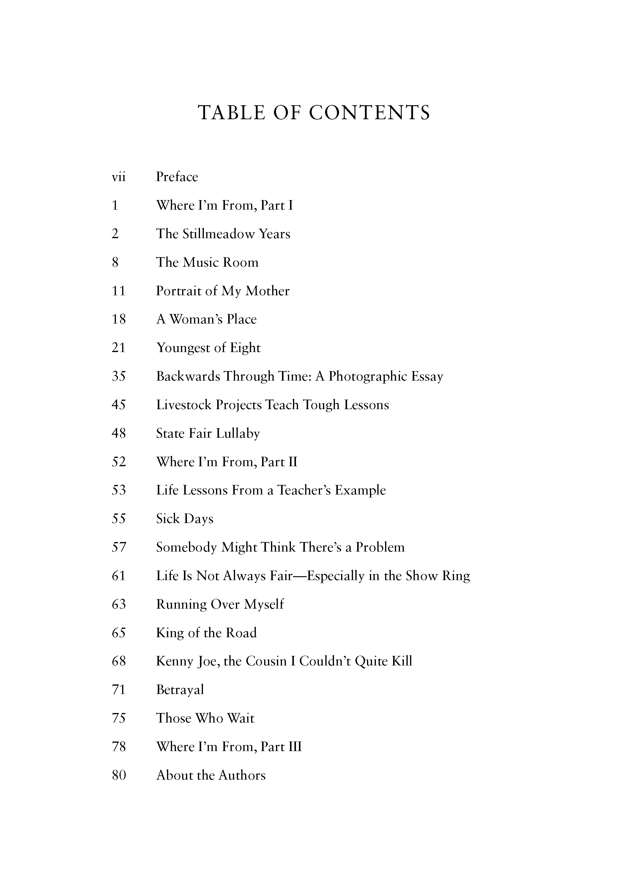Table of Contents