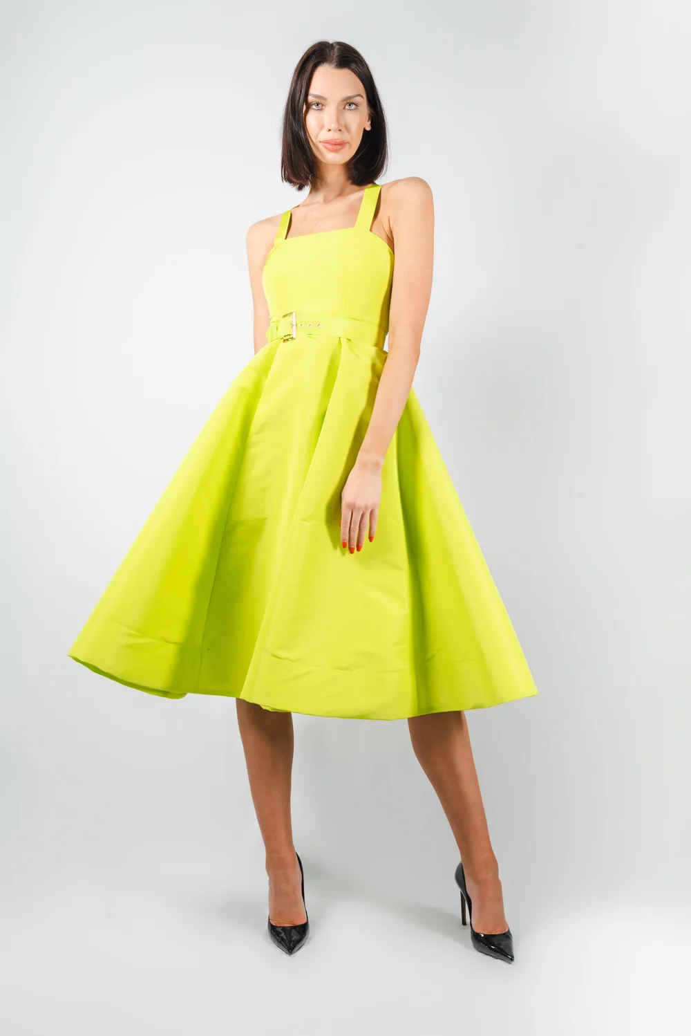 green emerald velvet dress Andrea and Leo A1406 Tea-Length Floral Prom Dress Blue / 4 main image 1