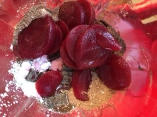 Beets bring the "red velvet" hint of color while adding a bit of subtle sweetness.