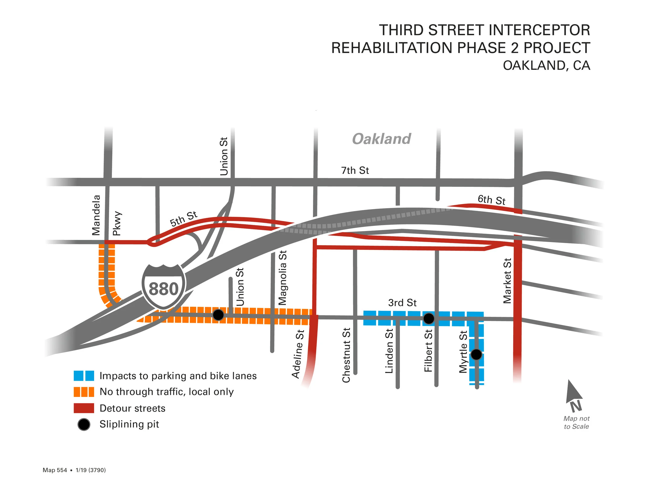 Between February 19th and the end of October the road will be closed between 3rd St at Adeline St and Mandela Pkwy at 5th Street.