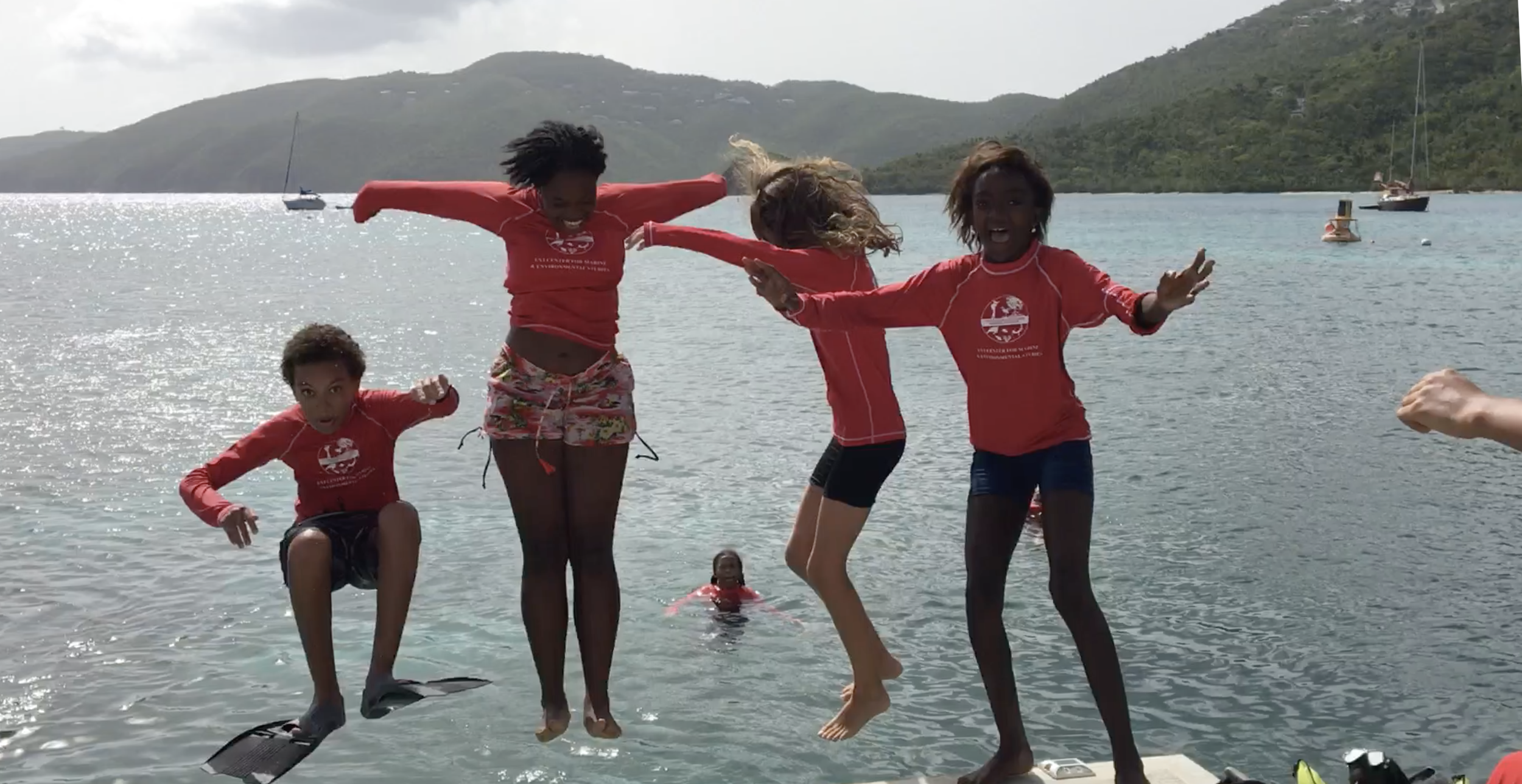 Jumping into the ocean was the student's favorite way to end the day.