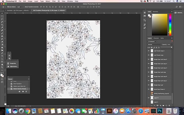 Free flowing floral layout in the works with help from surface pattern design mastery course @ #patternobserver 💕#florals #spring #textiledesign #pattern #londondesigners