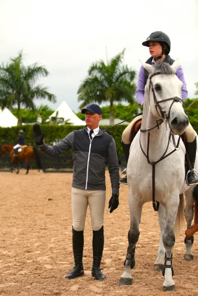 Freddie Vazquez coaches Ellery Taylor atWEF 2016. Photo courtesy of Messenger Hill Farm.