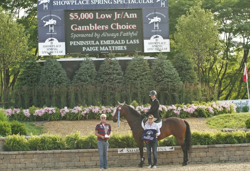 $5000 Low Junior/Amateur Owner Gambler’s Choice, sponsored by Always Faithful Peninsula Emerald Lass, owned by Melissa Hirt, claimed the title in the Low Gambler’s Choice with rider Paige Matthies.