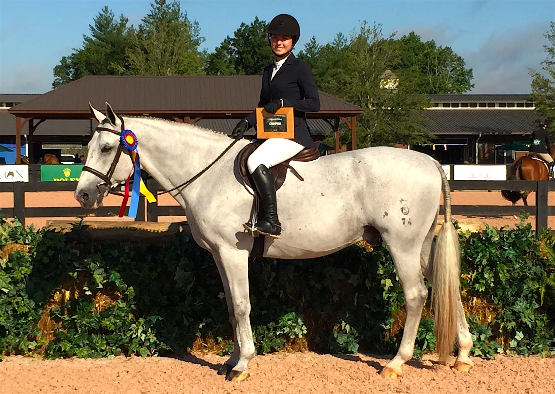 In their first outing, Alexandra Maracic and her new hunter Lucky Times were champions of the 3’3”/3’6” Amateur-Owner Hunters. Photo courtesy of Messenger Hill Farm.