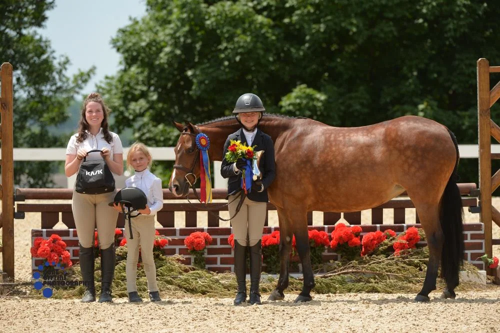 Medium Pony Hunter champions Don't Push My Buttons and Reilly Gogul were awarded a Kask Helmet. Photo by Anne Gittins Photography