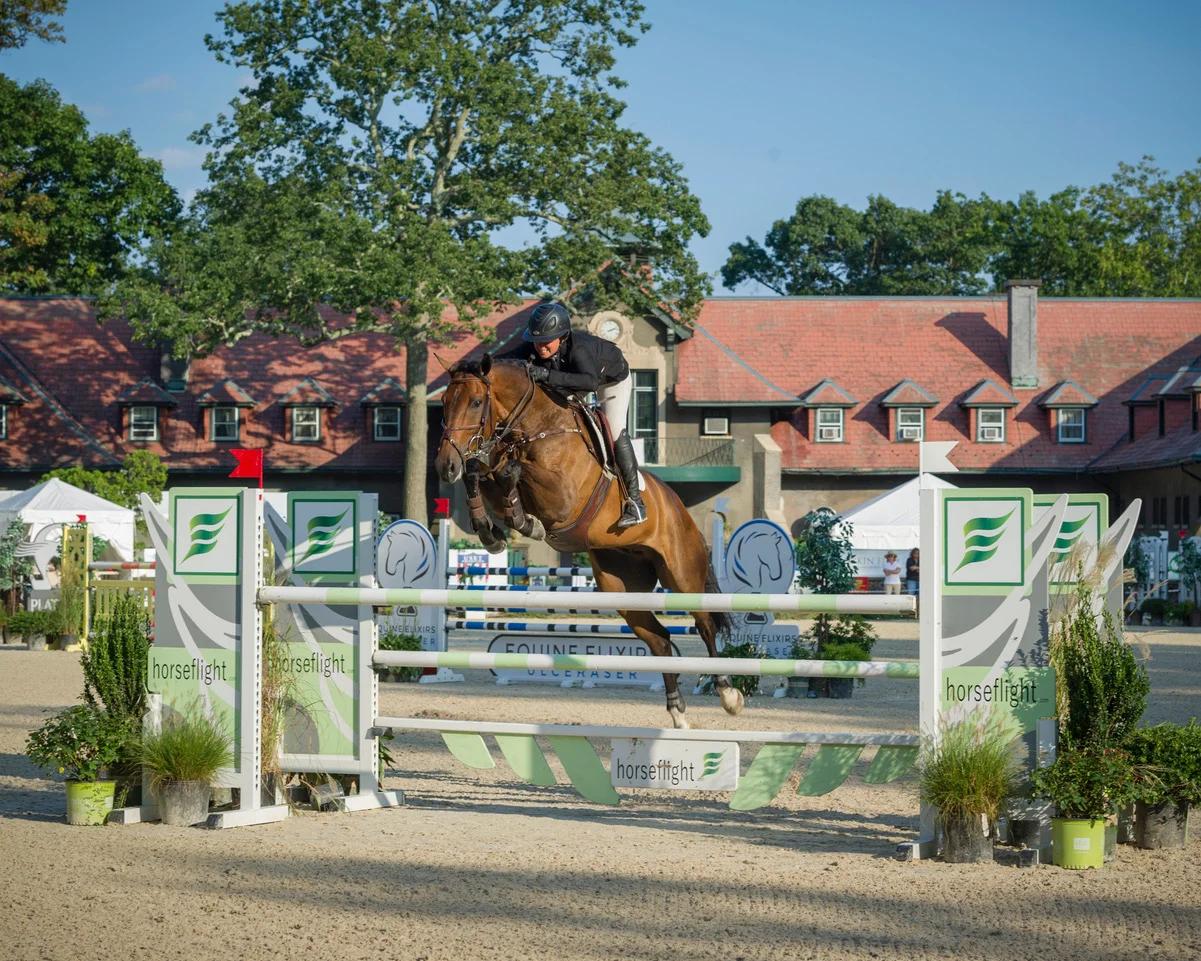 Cassandra Kahle and Blue won the 2017 $10,000 Mini Prix, sponsored by Horseflight. Photo by Ric Shaffer Photography