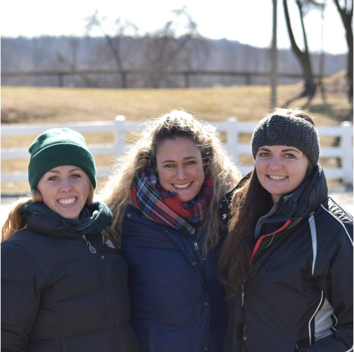 Heather Clark with Centenary alumni and former team captains Grace Weidner (left) and Shelby Cashman (right). Photo courtesy of Heather Clark