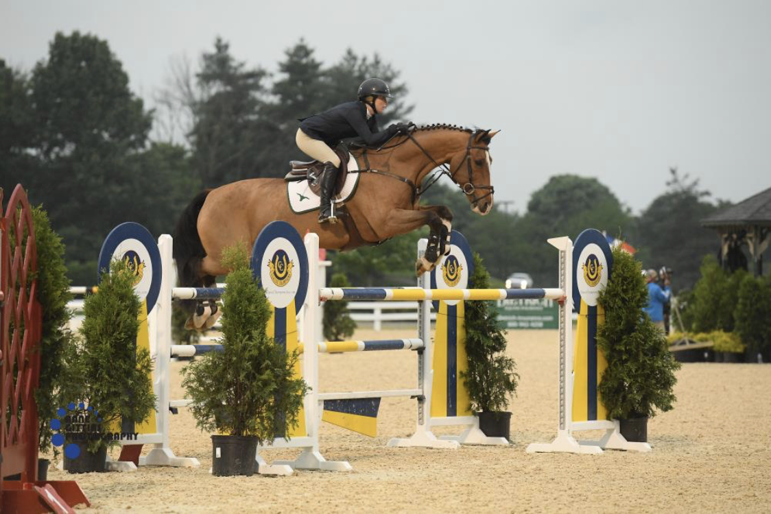 Haley Waters and Uppie De Lis won in the $10,000 1.40m Welcome Prix. Photo by Anne Gittins Photography