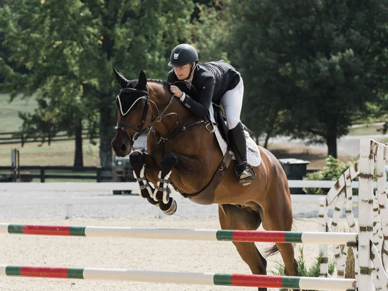 Emma Irwin and Chacothago (Chacco-Blue x Carnette), recipient of the Classic Champions Award of Distinction, in the jump-off of the 7-year-old division. Photo by EQ Media